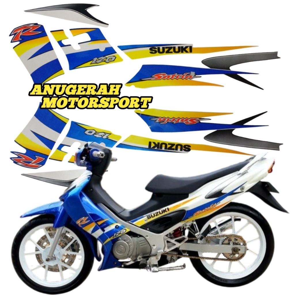 Satria R shark striping sticker whitebiru 2004