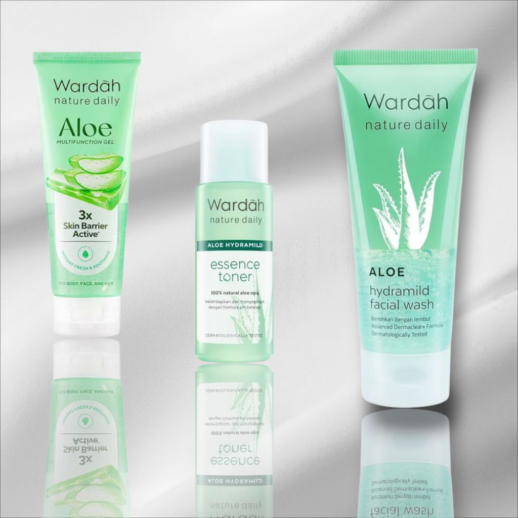 WARDAH Package 3in1 Aloe Series Facial Soap Toner Essence Moisturizer Gel