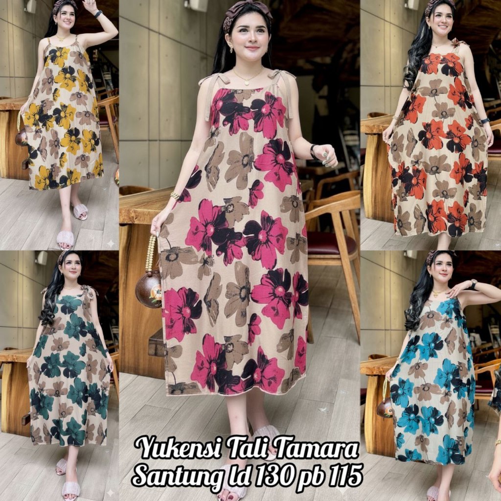 Yukensi Jumbo Daster LD 130 Tamara Flower Motif Latest Viral Shoulder Strap Model