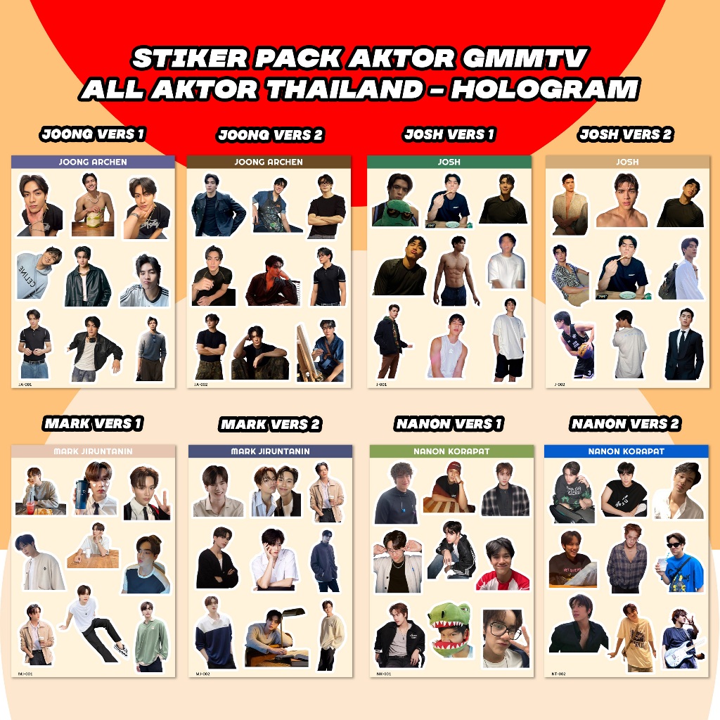 GMMTV ACTOR STICKERS FULL MEMBER I THAILAND ACTOR STICKERS I BL THAILAND | GMMTV THAILAND I THAILAND MERCHANDISE I THAILAND ARTIST I GMMTV PHOTOCARD I GMMTV PHOTOCARD I GMMTV PC