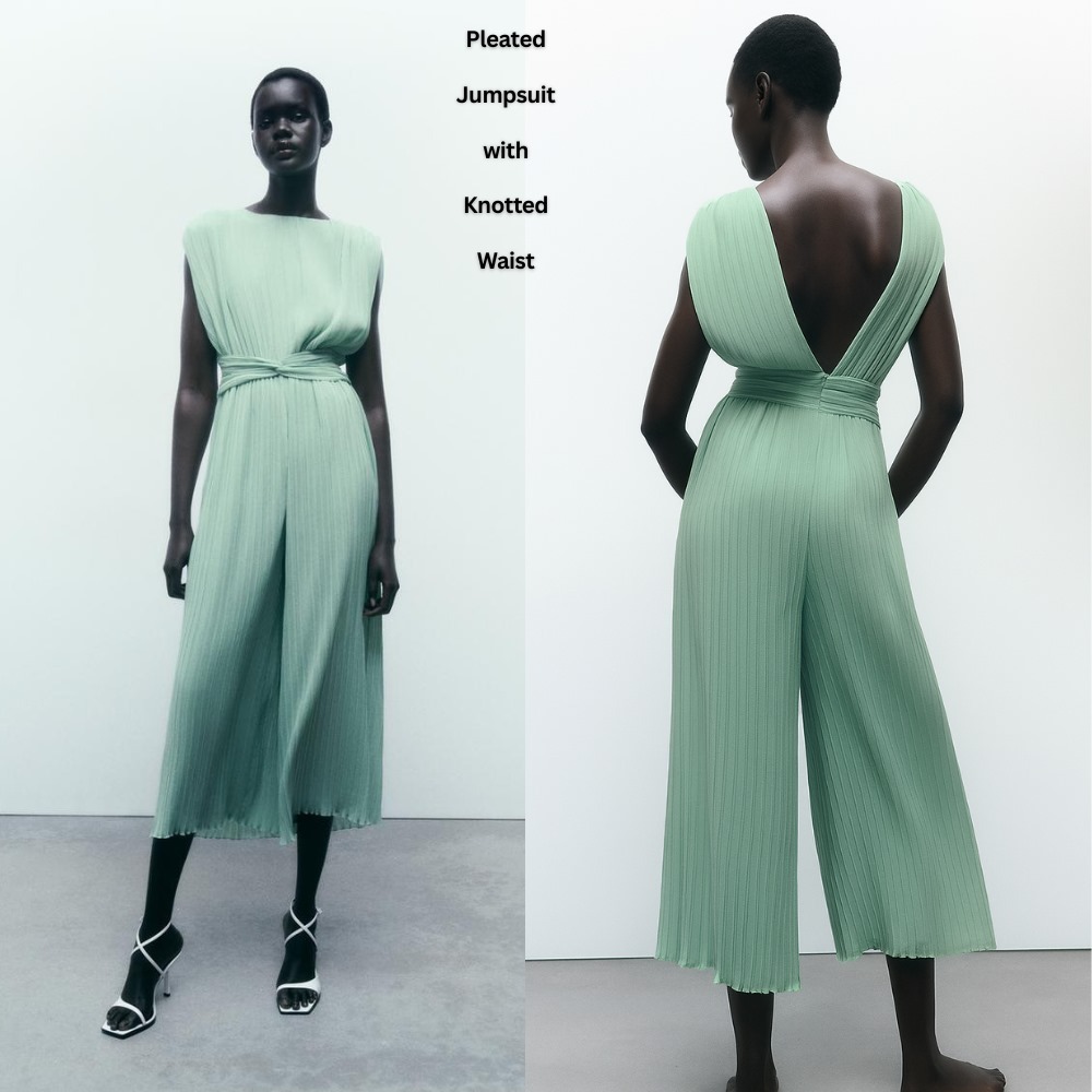Women's Sleeveless Jumpsuit (ZR64 PLEATED KNOTTED JUMPSUIT)
