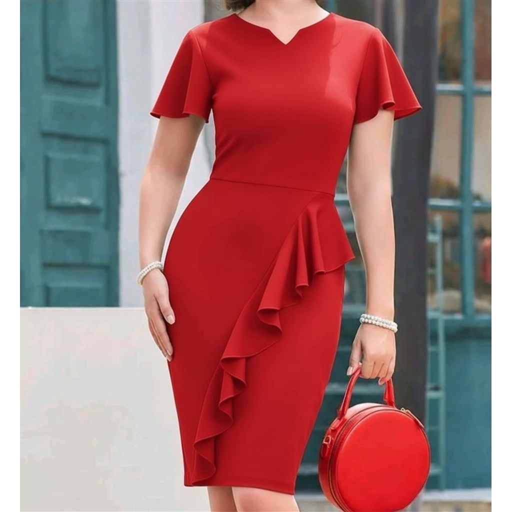 Evelyn Dress Sepan Scuba Office Midi