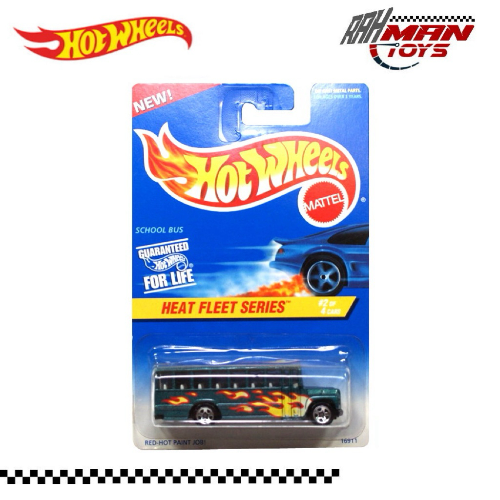 HIJAU Hot Wheels School Bus from Heat Fleet 1997 Metallic Green series