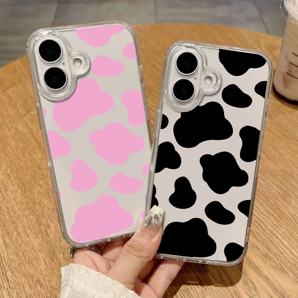 Glossy Clear Case fashion transparent cow motif ready for type hp iphone 6 7 8 X XS XR XSMAX 11 12 13 14 15 16 PRO PROMAX MINI PLUS Clear silicone (CC10)
