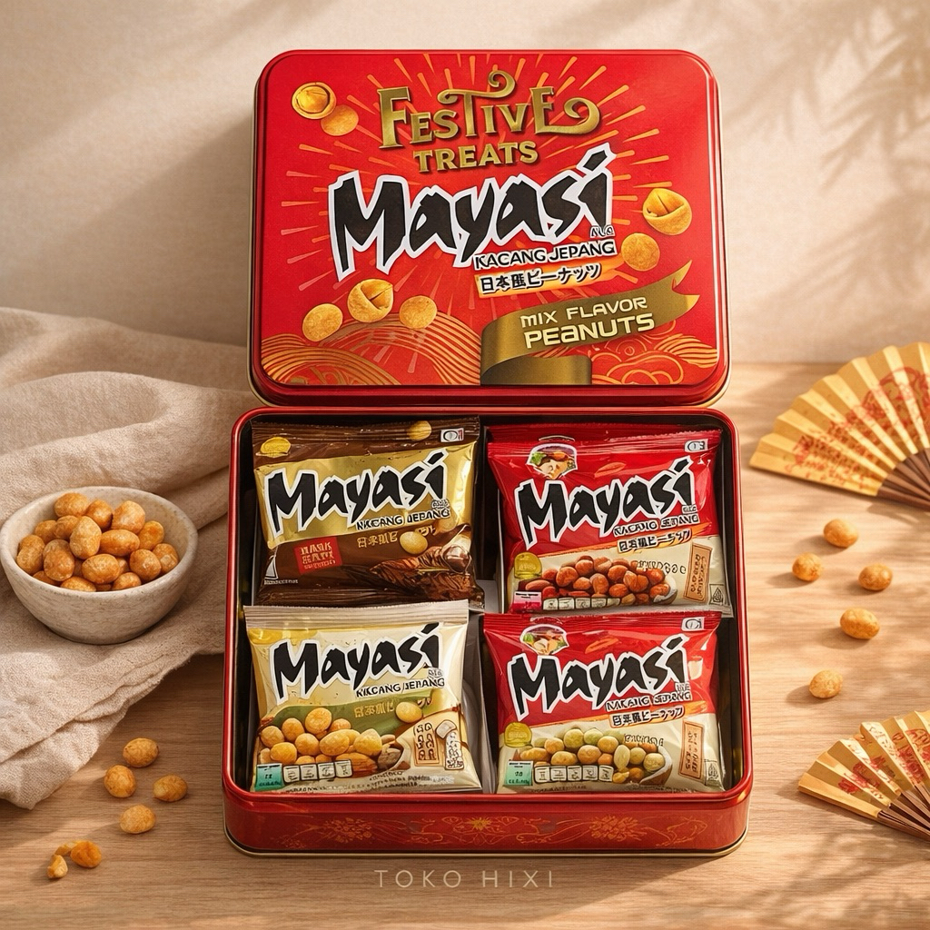 Hixi Store - Mayasi Japanese Peanuts Mix Flavor – Festive Treats Tin Box Ready