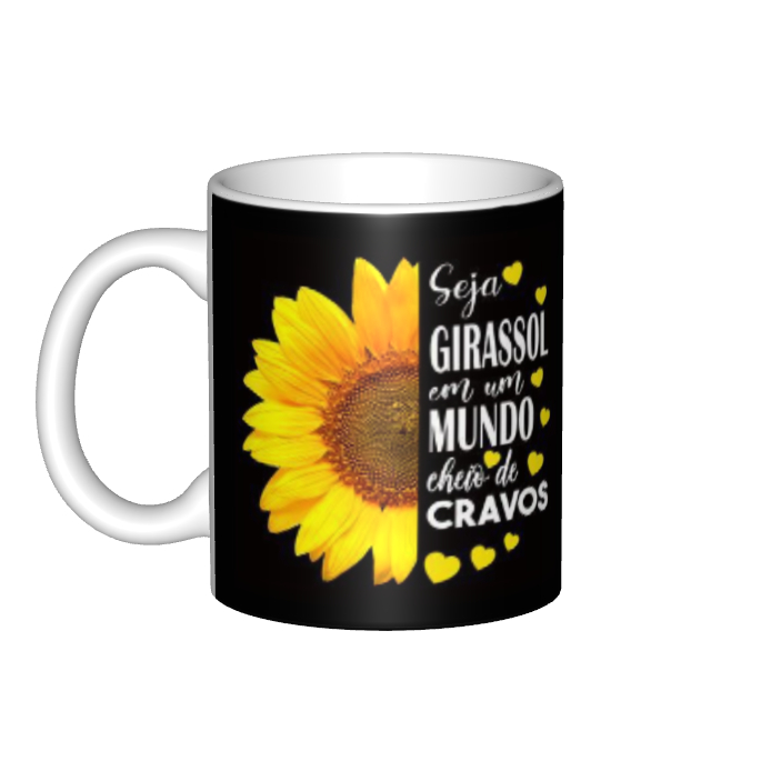 MATAHARI Sunflower Coffee Mug with Inspirational Sentences "Seja Girassol em um Mundo Cheio de Cravos"