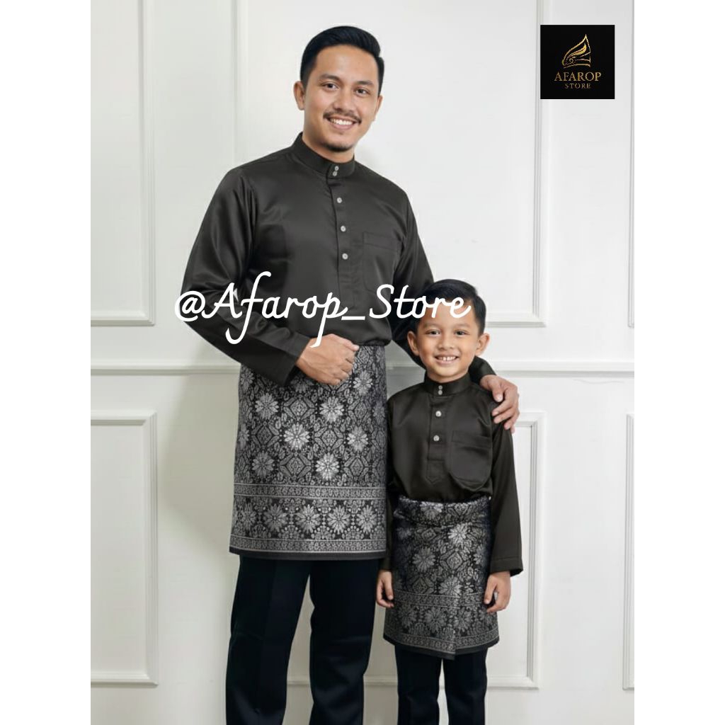 A pair of Malay Songket Sampin Fabric Rumpak for Adults & Children 0-12 Years Instant Wrap Model Ready to Wear | Father & Son Songket Sampin Cloth Rumpak