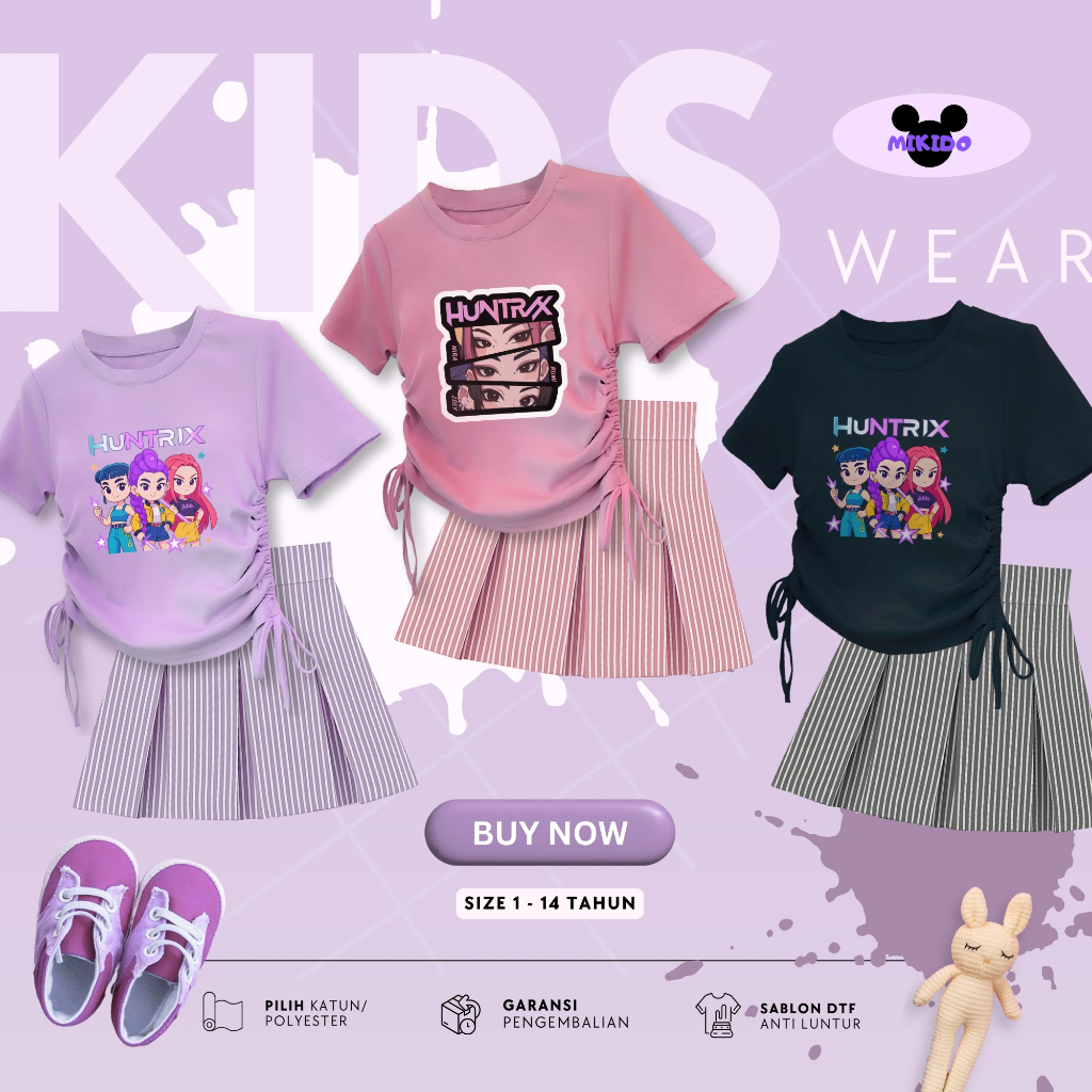 Huntrix Women's Striped Crop Top and Skirt Set Ages 1-14 Years Part 1