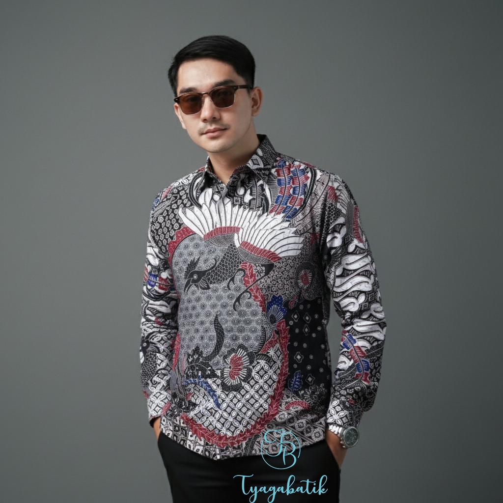 KEMEJA KATUN Men's Batik Shirt, Slim Fit Long Sleeve Shirt, Batik Lining, Tyaga 1241, Premium Cotton Material Formal MotifELEGAN OfficeOriginal, Invitation Trend 2026, Original Solo