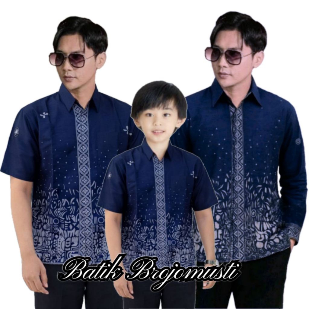 KATUN KEMEJA Men's short-sleeved batik shirt, party uniform shirt, thick soft cotton fabric