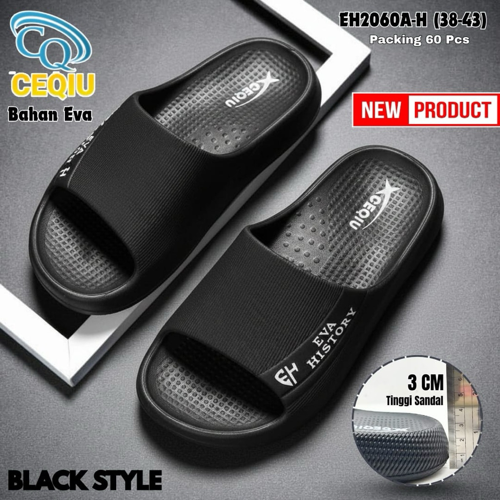 CQ 2060 Sandals - Black Men's Slop Sandals - Latest Men's Casual Sandals - Latest Men's Slip-Ons