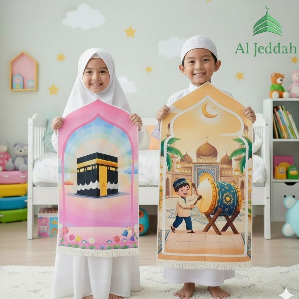 Sejadah Budak Sejadah Kanak Kanak Kubah - Islamic Children's Dome Prayer Mat 50 x 100 cm - Kids Prayer Mat Can Be Used as a Birthday Souvenir