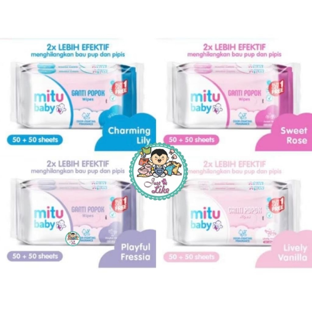 Mitu Baby Wet Wipes 50 Sheets - Soft, Safe, and Parabenbebas