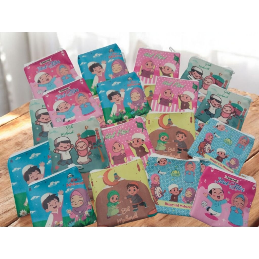 (36 pcs) Angpao Wallet Eid al-Fitr Envelope/ Zipper Printing Latest Motif Eid Mubarak Square Envelope