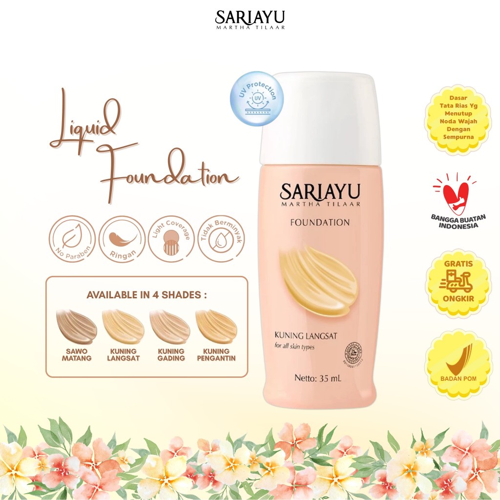 SARIAYU Liquid Foundation 35ml Foundation Full Coverage Foundation with Sandalwood and Sunscreen