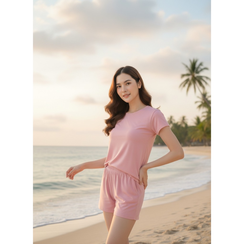 NEW JUMPSUIT CLOTHES SHORT-SLEEVED T-SHIRT AND SHORTS MADE FROM SOFT HYGT MATERIAL HOMEWEAR