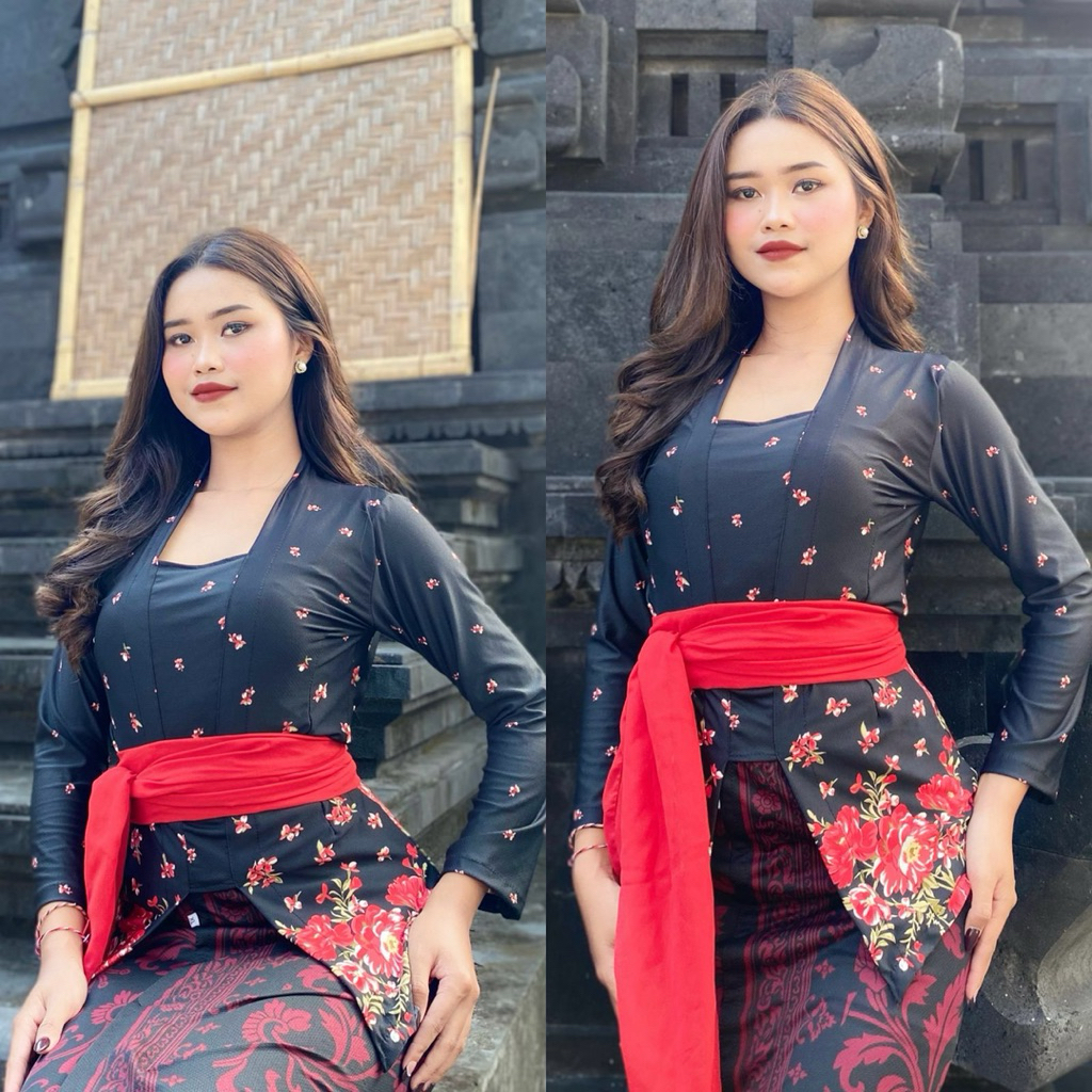 Long-sleeved floral Balinese Kebaya