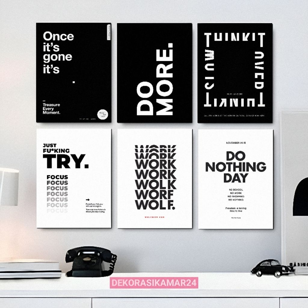 Aesthetic black and white motivational Wall posters, bedroom Wall decorations, quotes, Wall decor displays