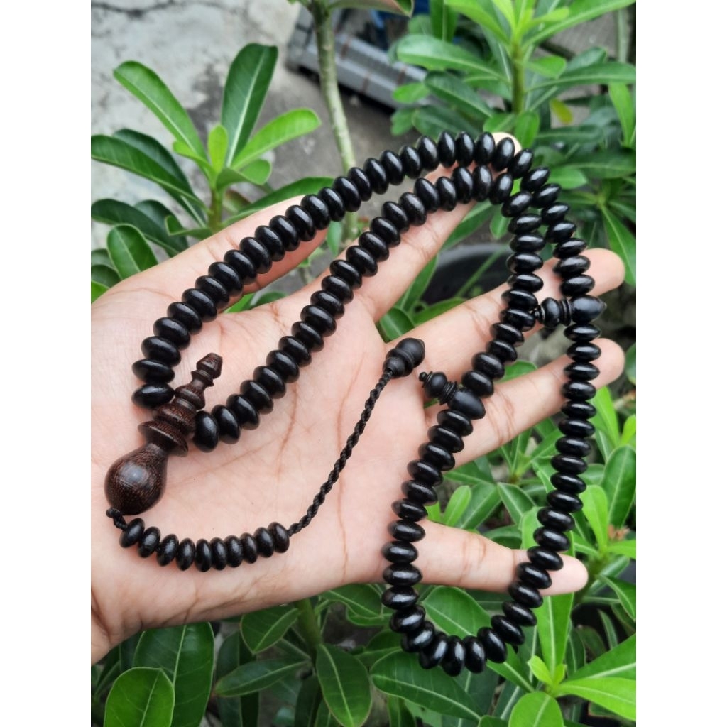 Black Moringa Wood Prayer Beads, Flat Model By Alficraft