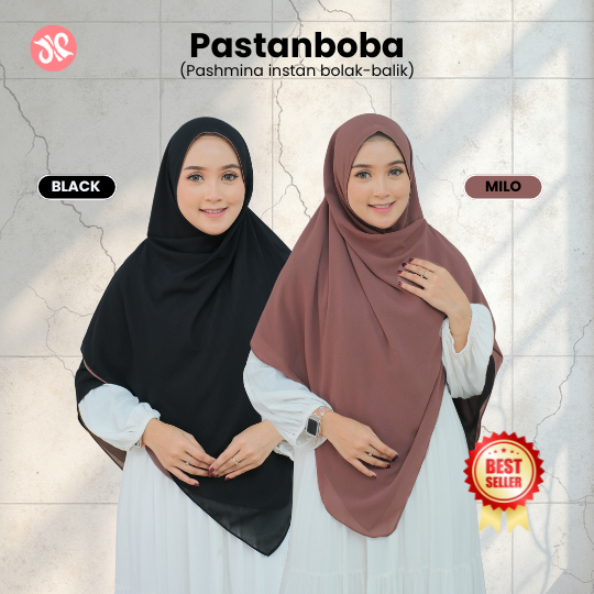 JANNAH RIVER Pastanboba Instant Pashmina Reversible 2 Colors Premium Ceruty Babydoll Material