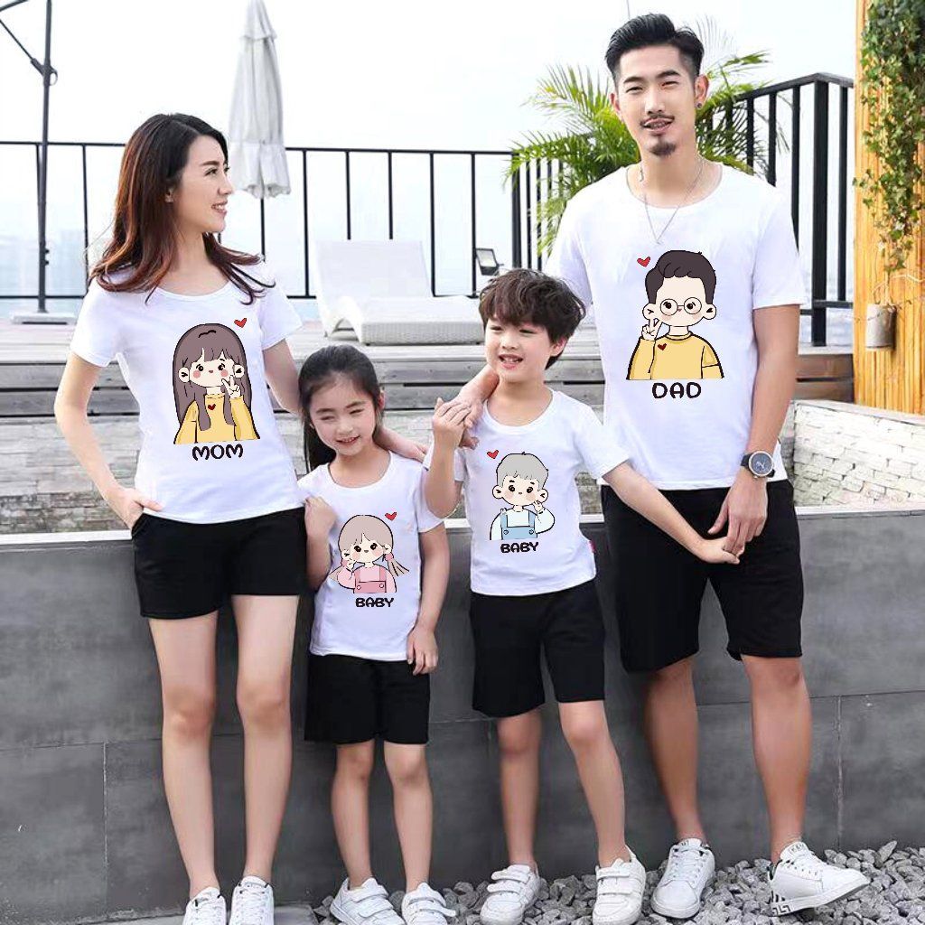 KATUN HERLIN COLLECTION - KOREAN FAMILY T-shirt, PEGANG PIPI CHARACTER, WHITE T-SHIRT CHN 35 - Children and Adults, Many Sizes, Cotton