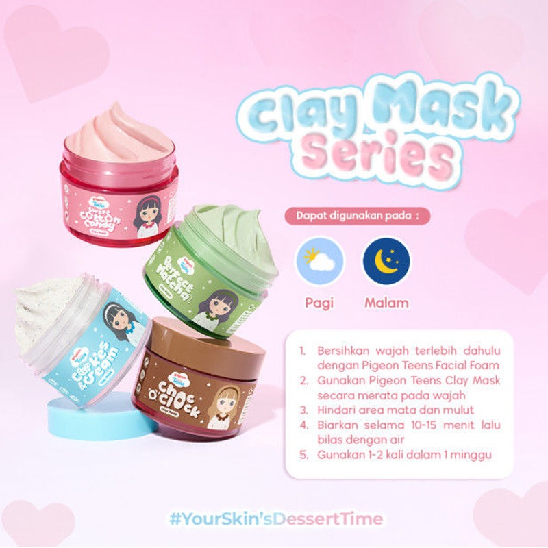 Pigeon All Series Clay Mask 60 ML - Teen Skincare - Teen Mask - Available in 4 variants