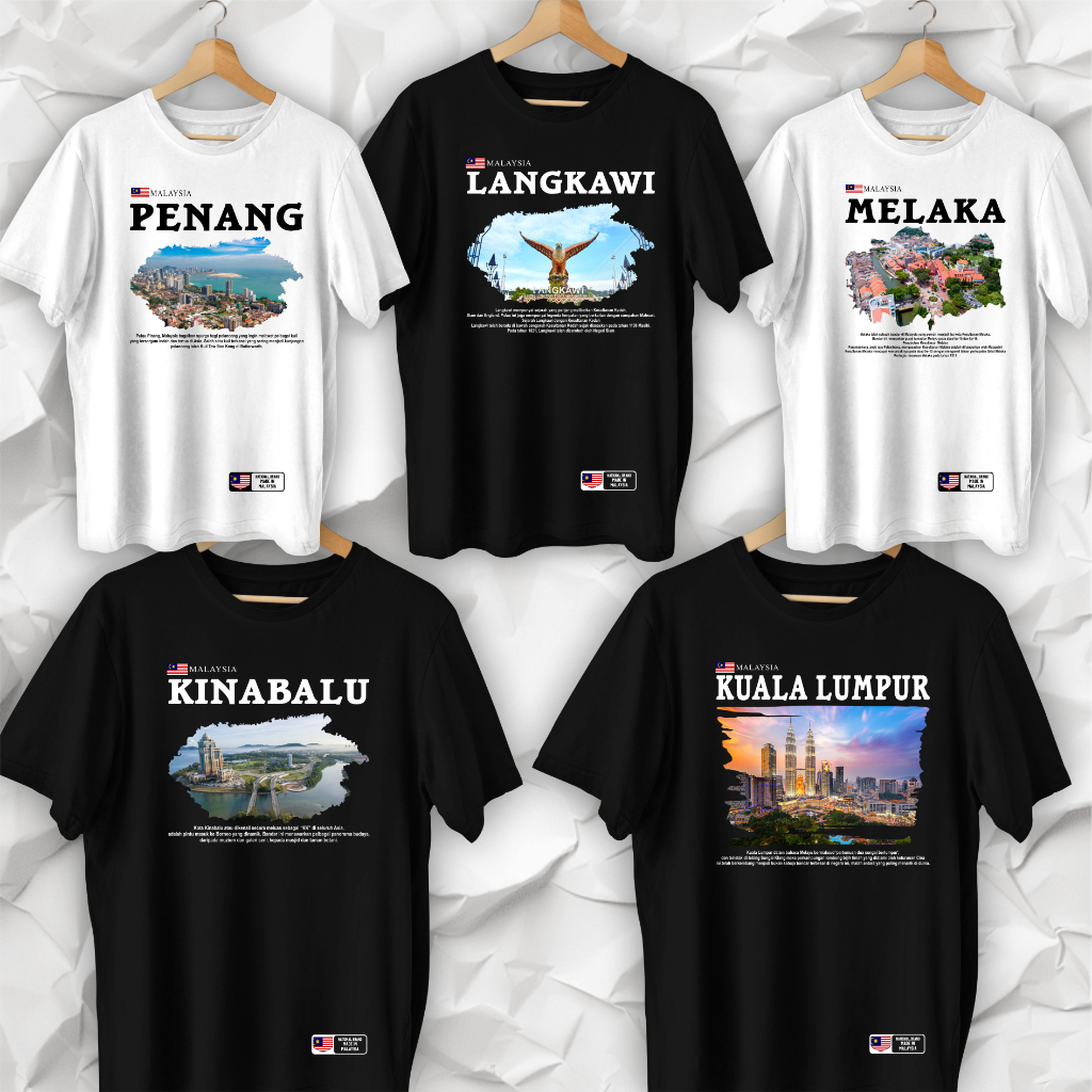 Malaysian Country T-shirt Penang Langkawi Melaka Kinabalu Kuala Lumpur City Premium Tshirt New Series - Malaysian Penang City Clothes Premium Quality Souvenirs - Distro Men's Holiday Souvenir T-shirts - Foreign Out of Town Souvenir T-shirts