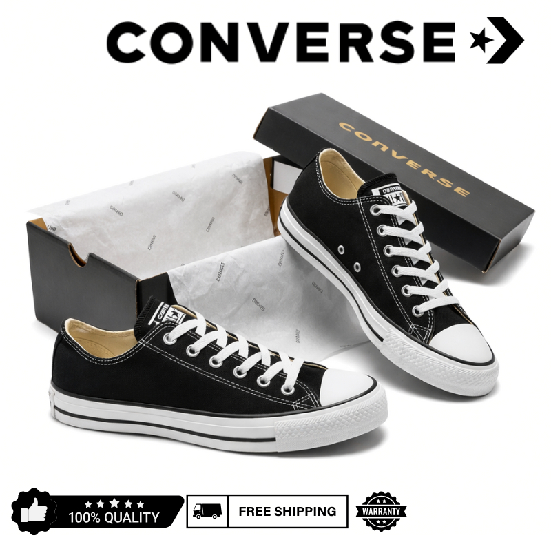 CONVERSE ALL STAR SHOES Premium Canvas School Sneakers Black White Low Classic -- Converse 70'S Low Origin Black White Shoes
