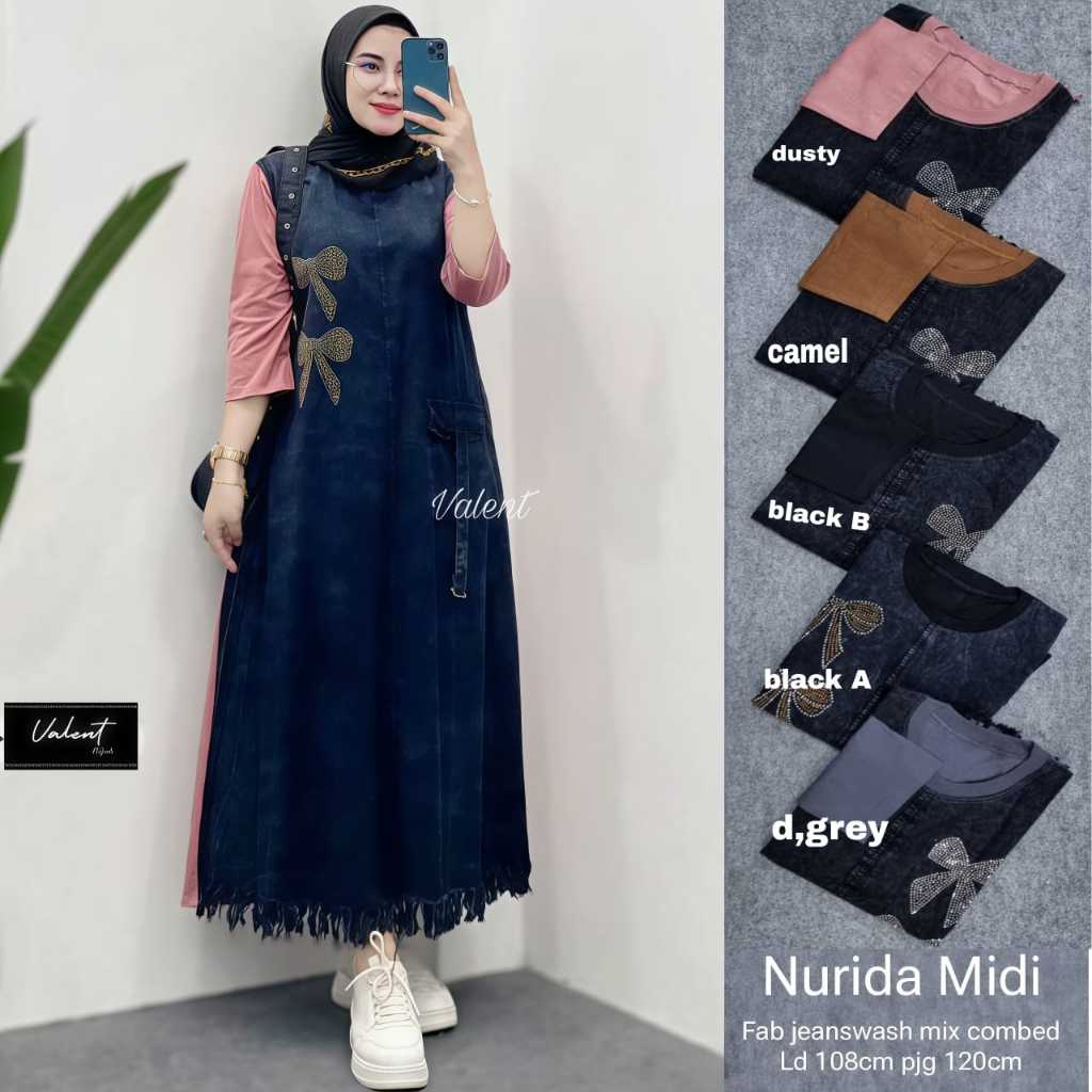 NURIDA MIDI BY VALENT WOMEN'S MIDI DRESS MADE FROM JEANSWASH MIX COMBED MATERIAL