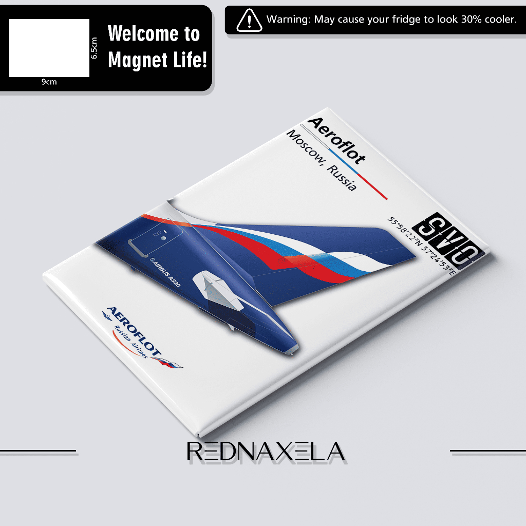 Refrigerator Magnet - Aeroflot Glossy Fridge Magnet Collection Souvenir Gift