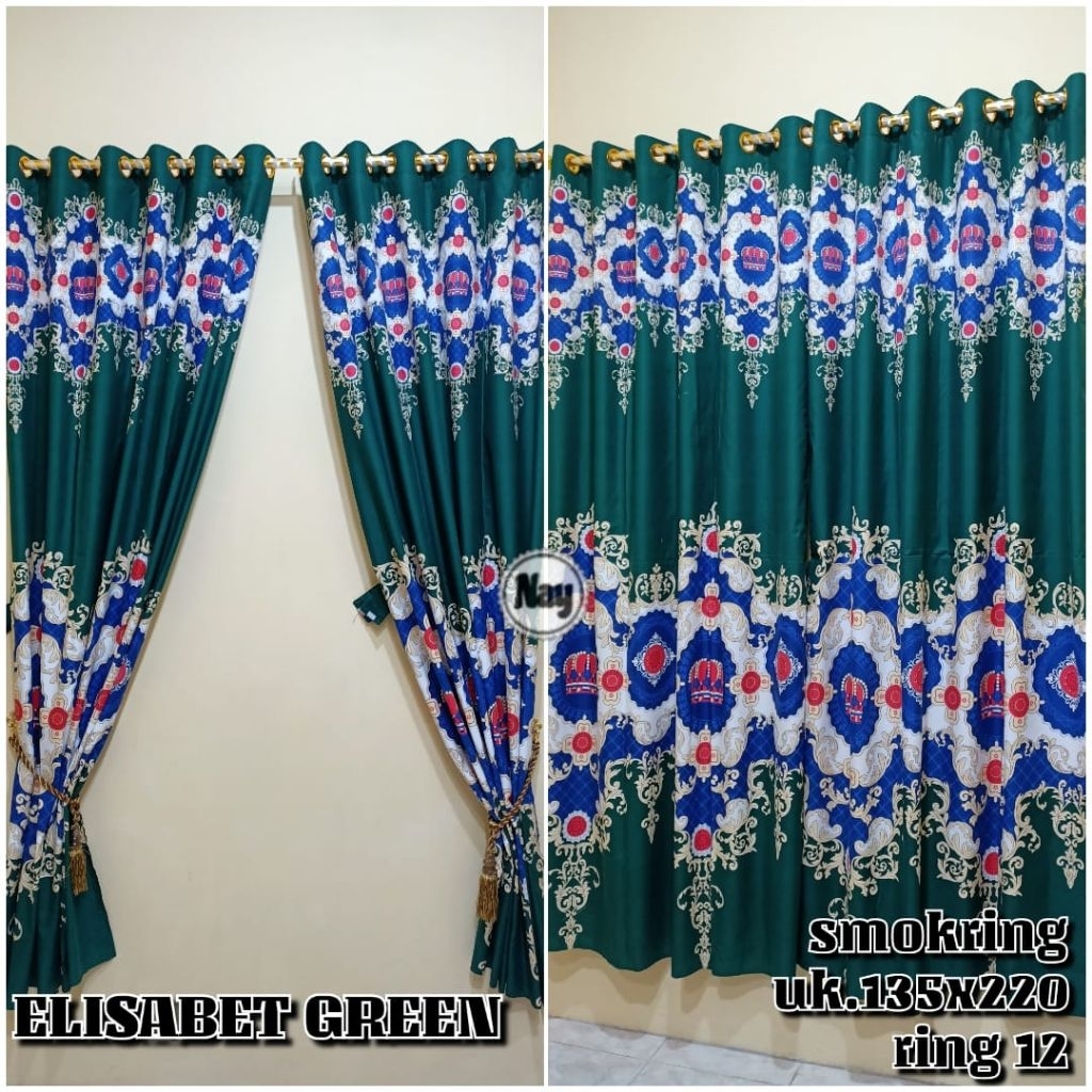 BEST RESELLER SMOKING WINDOW AND DOOR CURTAINS 12 ELISABET GREEN MOTIFS