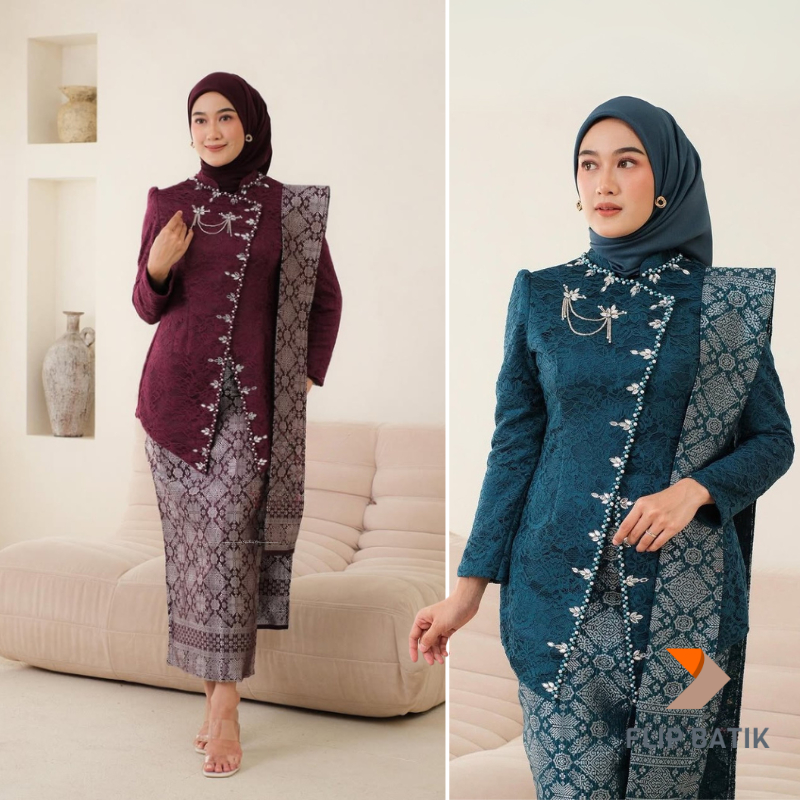 Jennggan Series Modern Kebaya Set for Graduation, Engagement, Full Sequins, Latest Wedding Invitations 2025