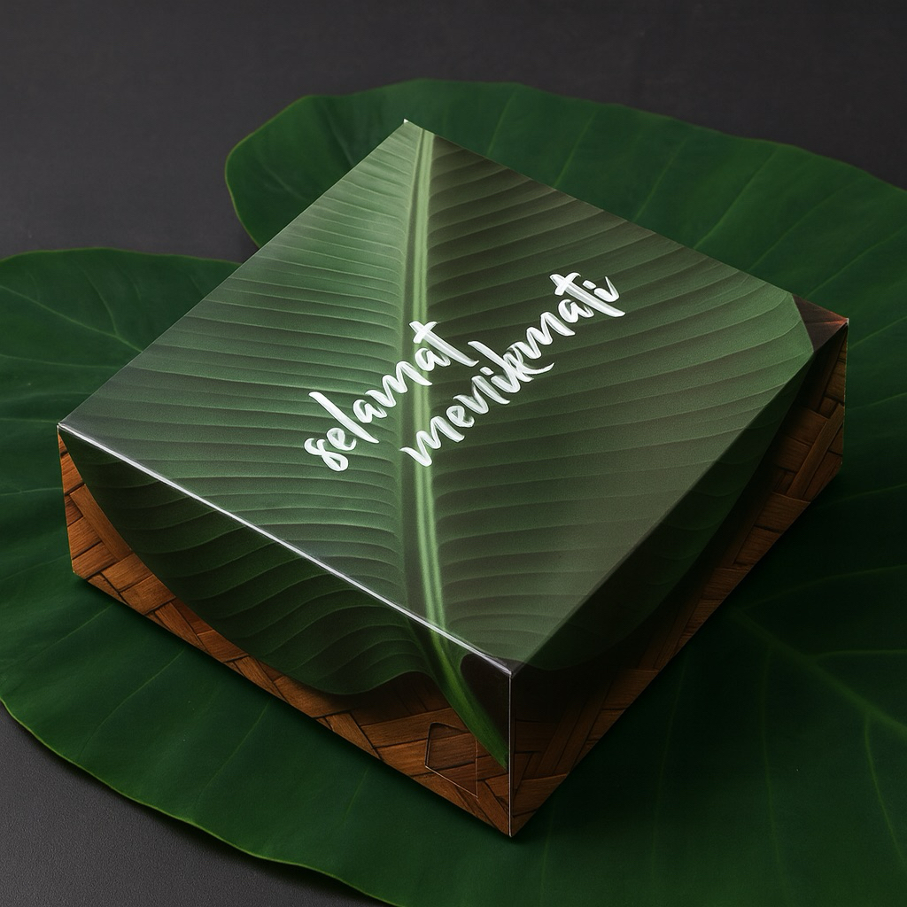 BANANA LEAF MOTIF RICE BOX (THICK) Tray Food Tray Bamboo Tray Wooden Tray