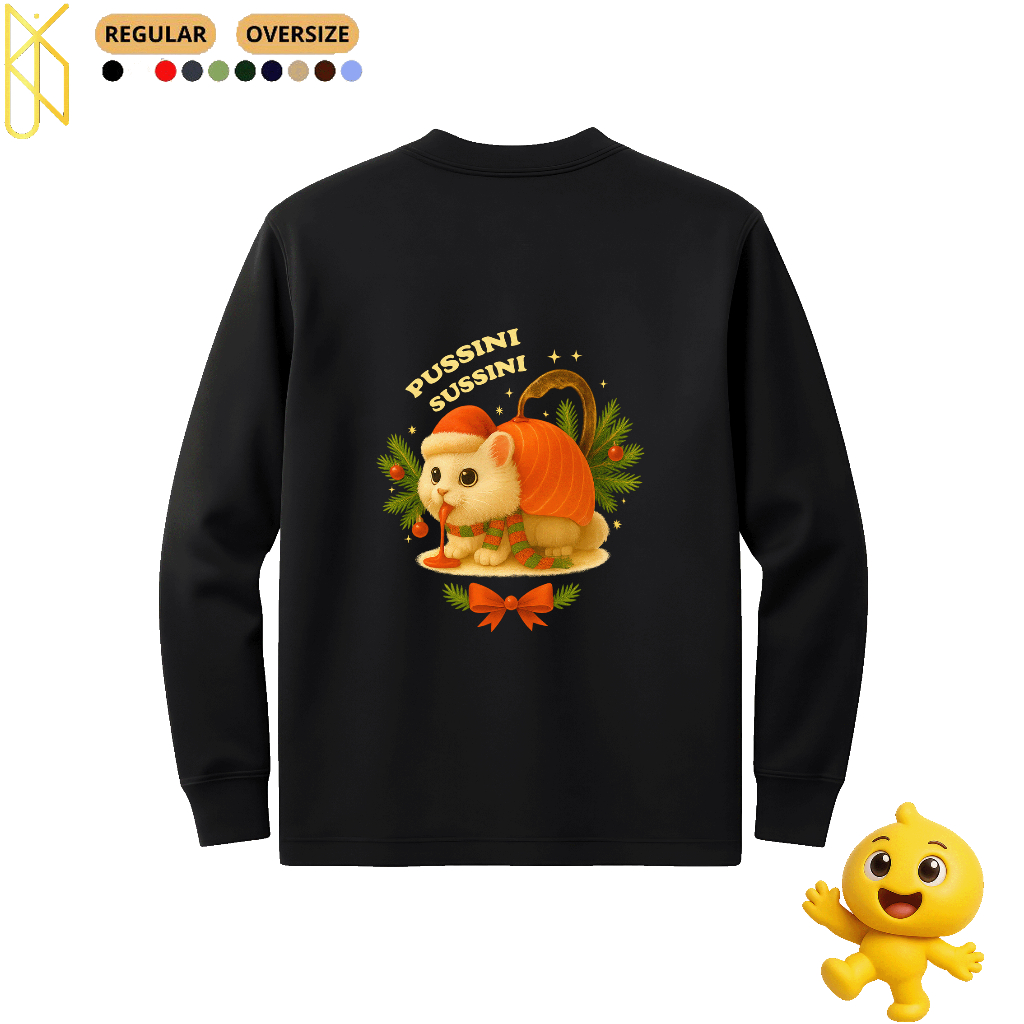 KAUNIX - KBR025 Anomali Black Long Sleeve T-Shirt Christmas Edition cotton combed 24s Premium Quality