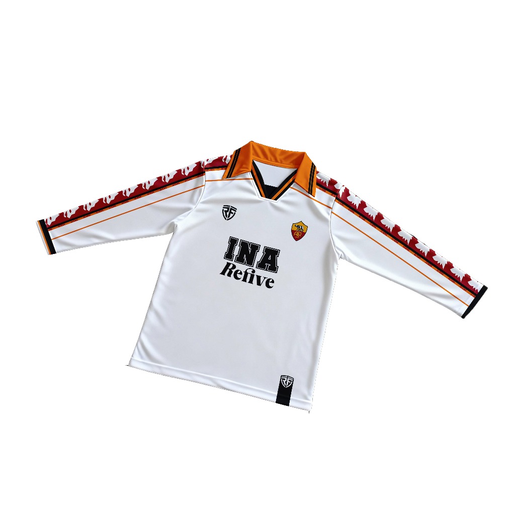 Refive- VINTAGE Long Sleeve Retro Jersey AS ROMA 2 Men's Long Sleeve Tops And PremiumWanita casual jersey/streetwear