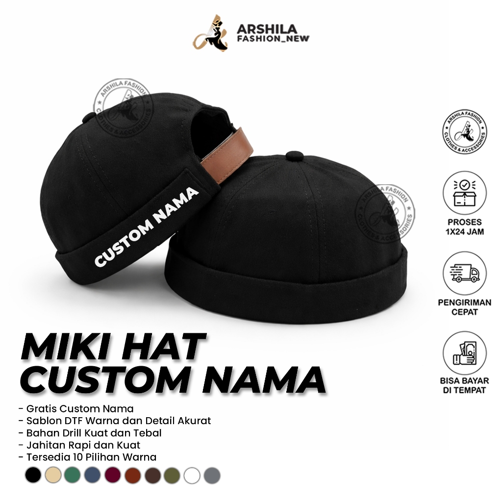 Custom DTF Namemiki Hat All Sizes Unisex Men's Peci Hat Premium Rafel Canvas Adjustable Material