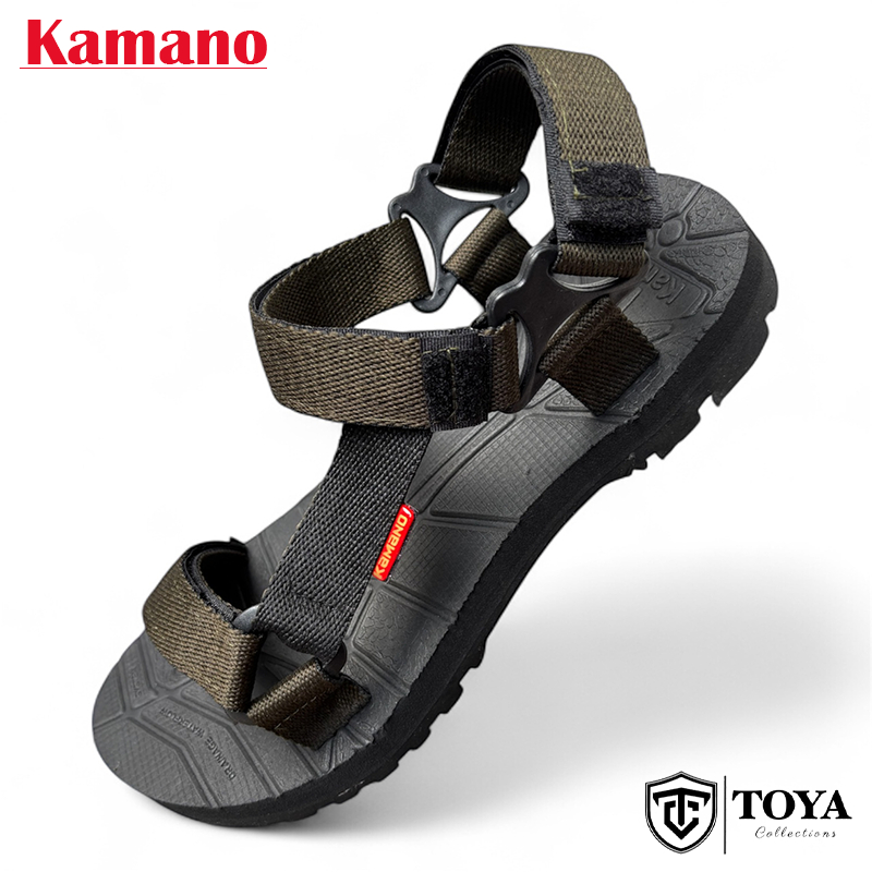 KAMANO - Sandal Gunung Pria/Wanita Empuk Murah Premium Outsol Hitam / Warna Army