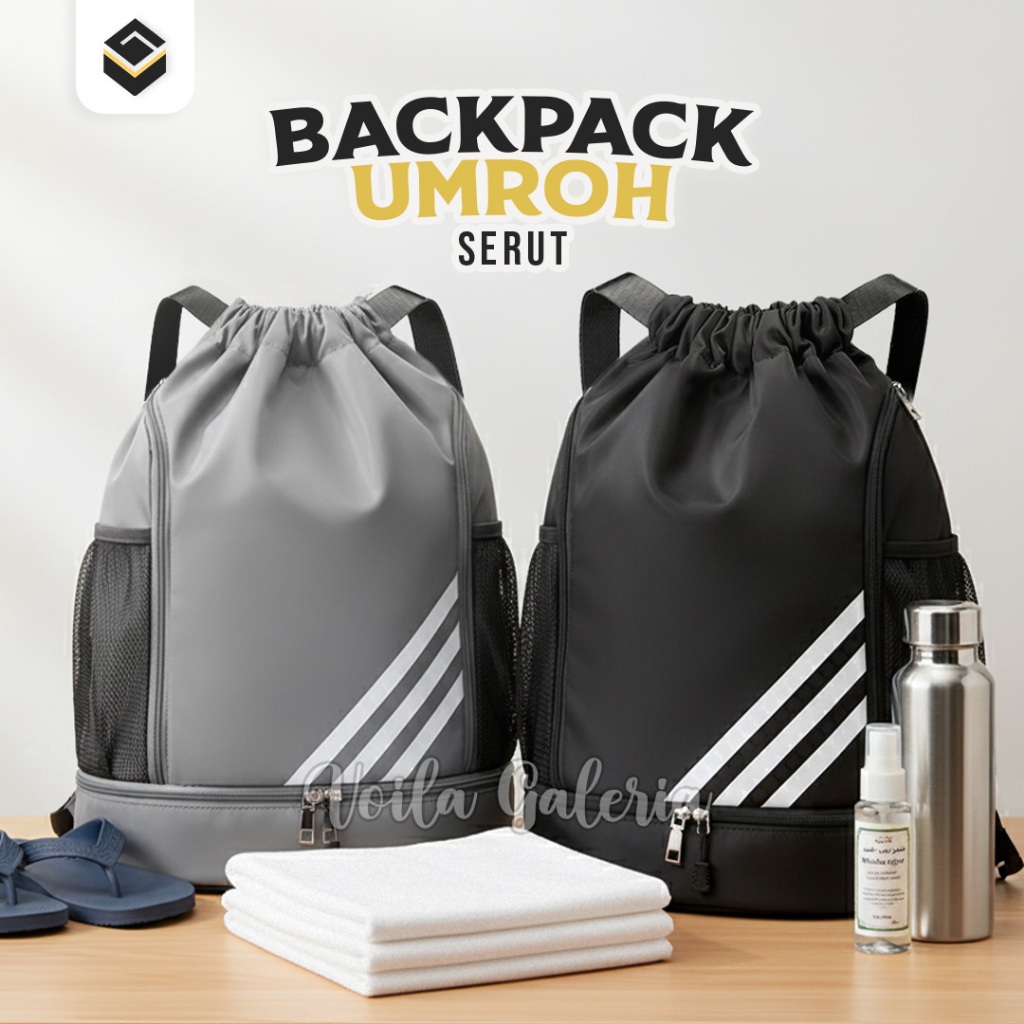 Umrah Hajj Backpack Simple Drawstring Backpack Multifunctional Cordura Travel Bag Drawstring Bag