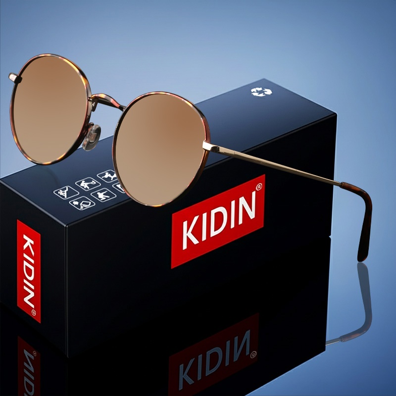 KIDIN Polarized Sunglasses with Trendy Round Frames for Wanita, Fashion Frames, UV400