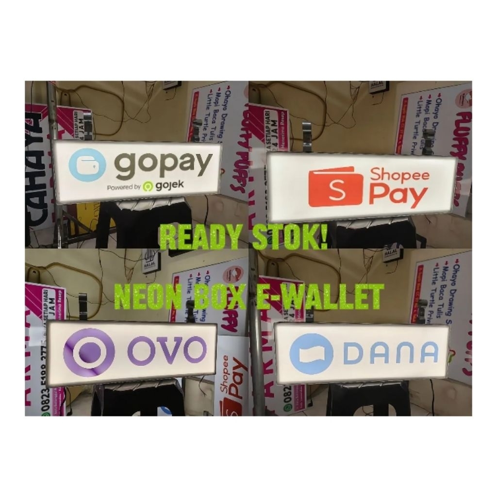 Acrylic Neon box E-wallet Shopee pay, Gopay, Dana, OVO