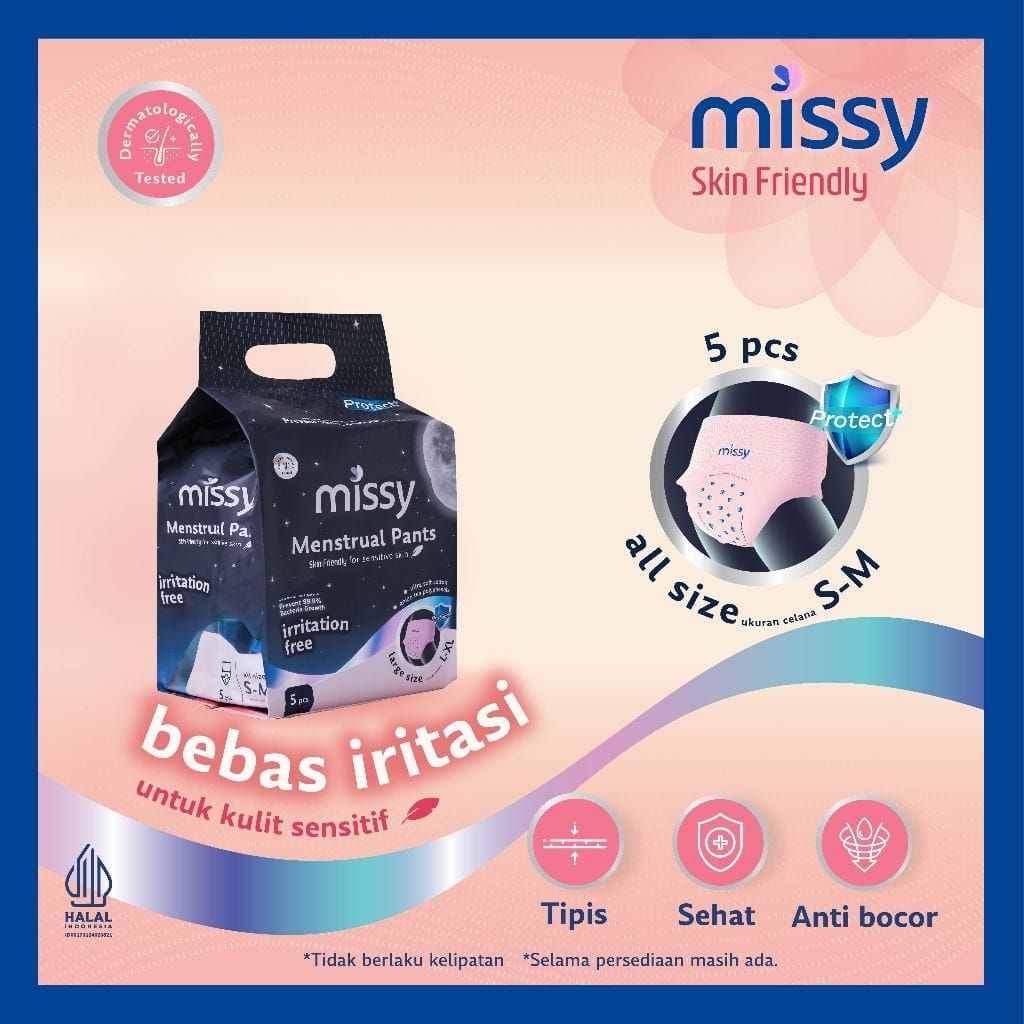 | 1 Piece 5 Pack | MISSY SKIN FRIENDLY MENSTRUAL PANTS SERIES - women's sanitary napkins
