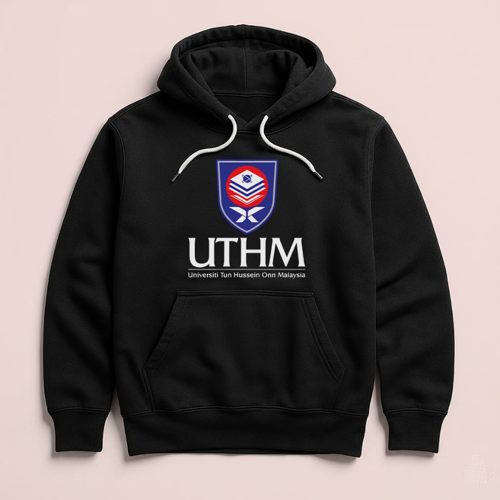 Hoodie UTHM University Tun Hussein Onn Malaysia Unisex Sweater Fleece Black Black Cloth