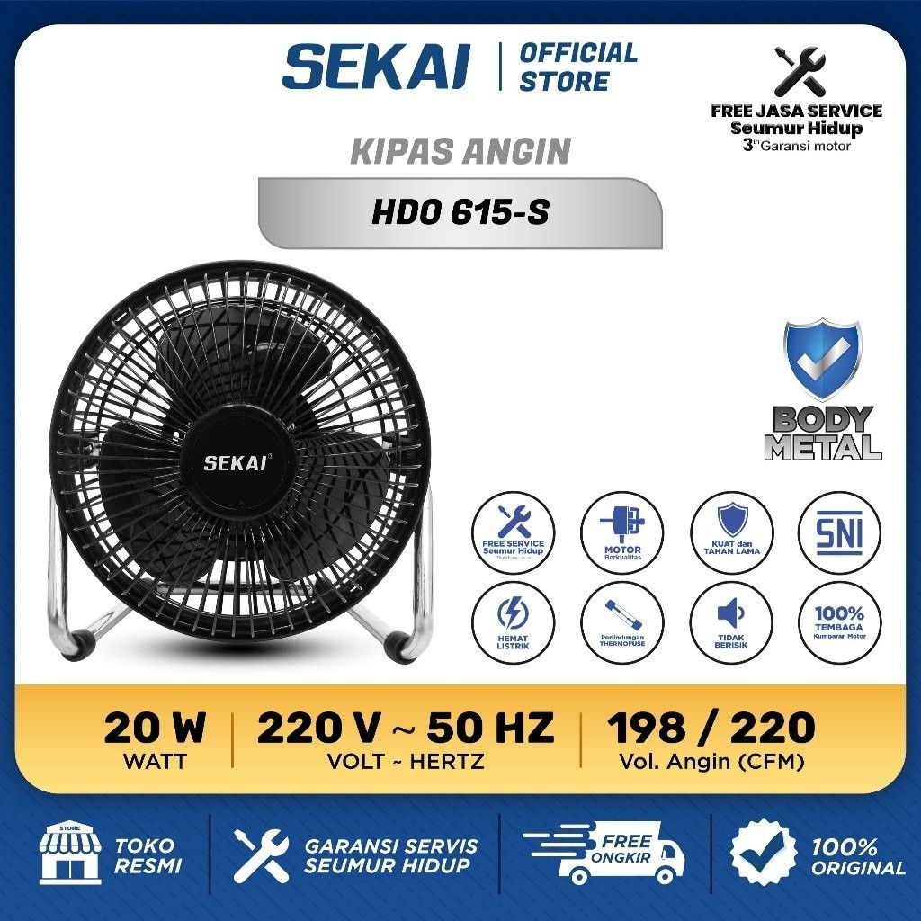 Sekai HDO 615-S Table Fan Sekai HDO-615 S 6 inch Mini Fan Sekai HDO615S Portable Tornado Table Fan
