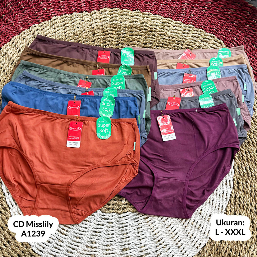 3 / 6 12Pcs Panties Misslily A1239 Super SoftWanita - Cool, Sweat Absorbent, Comfortable