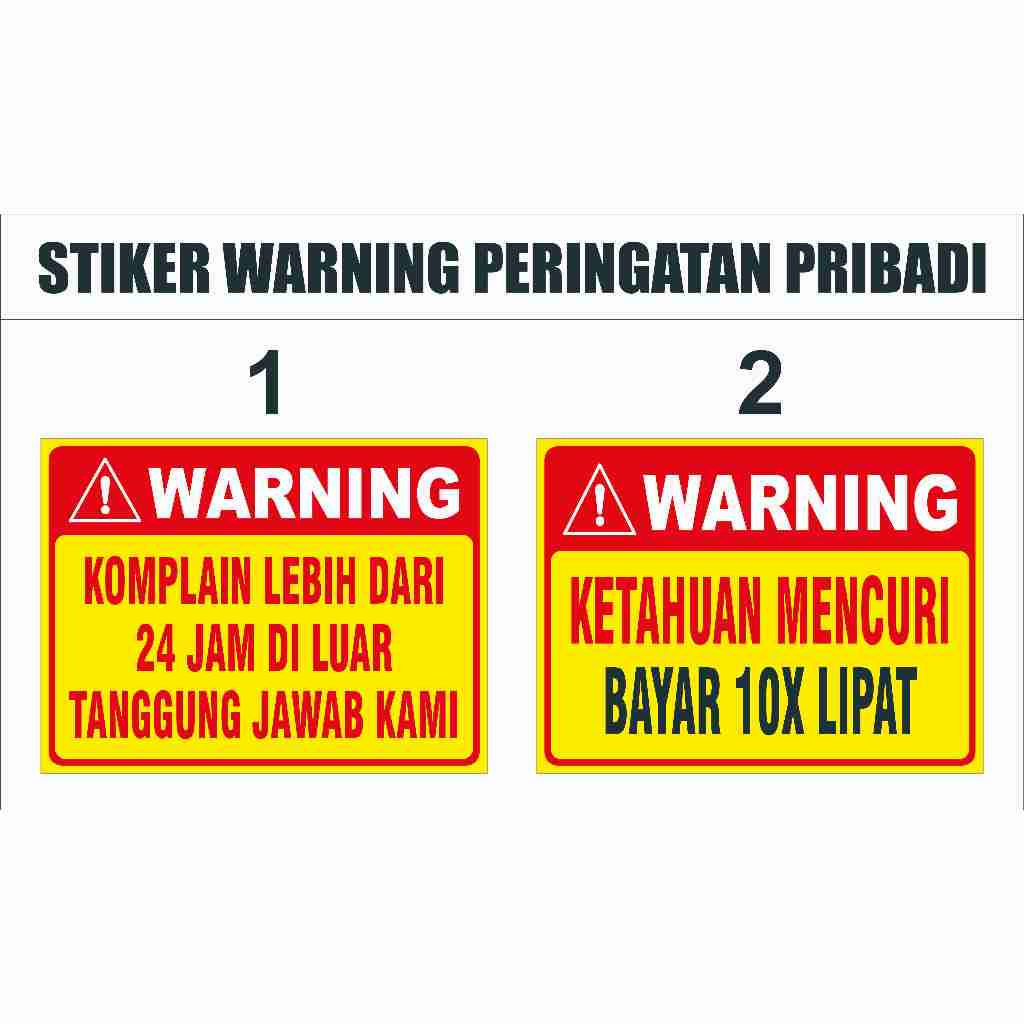 PERSONAL WARNING STICKERS (WATERPROOF MATERIAL)