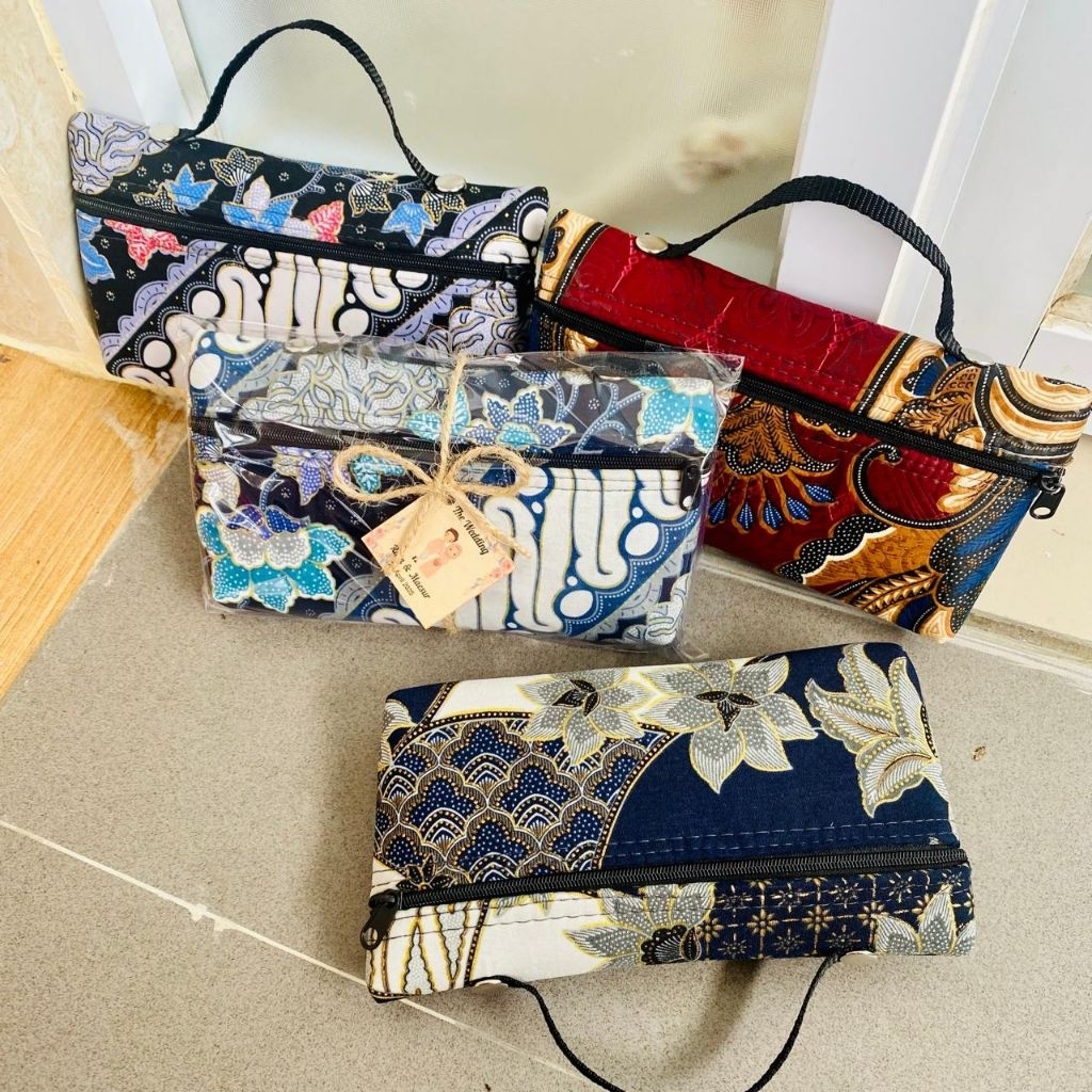Package of 50 Pcs Souvenir pouch handbag mini batik wallet 19.5x10cm wedding souvenir thanksgiving aqiqah circumcision birthday packaging rope