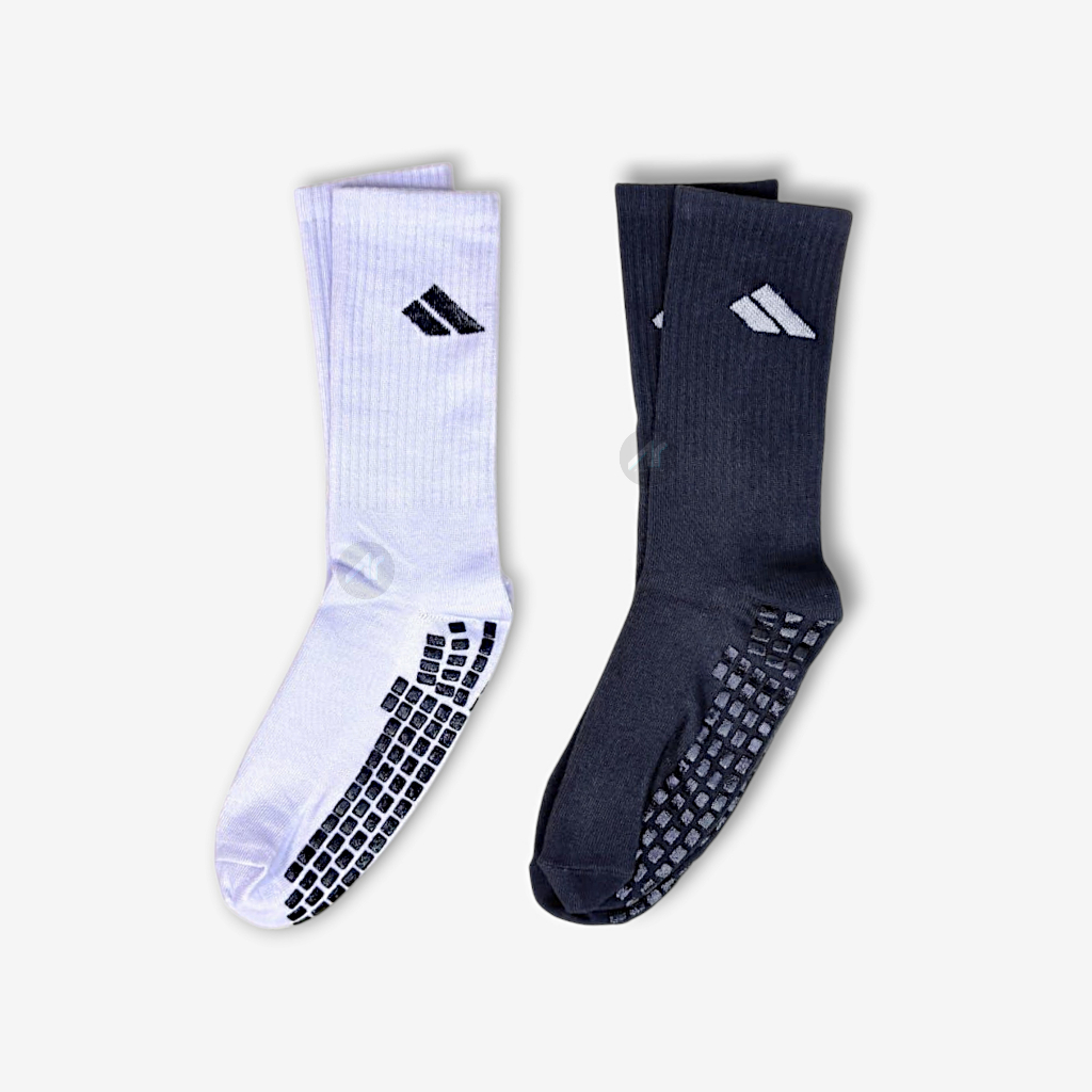 KATUN Anti-Slip Cotton Patterned Football Socks Calf Length Adult White Black stokin bola sepak stokin anti slip