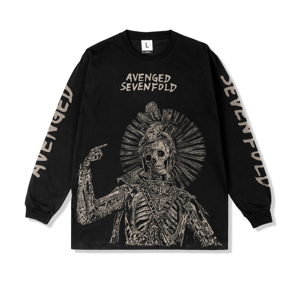A7X merchandise Asia Tour 2026 T-Shirt Avenged Sevenfold Live In Indonesia Singapore Kuala Lumpur Malaysia Bangkok Thailand Tokyo Japan | Men's Oversized Metal Rock Band Longsleeve T-Shirt Unisex Retro Vintage Beige Khaki Cream Nude Black