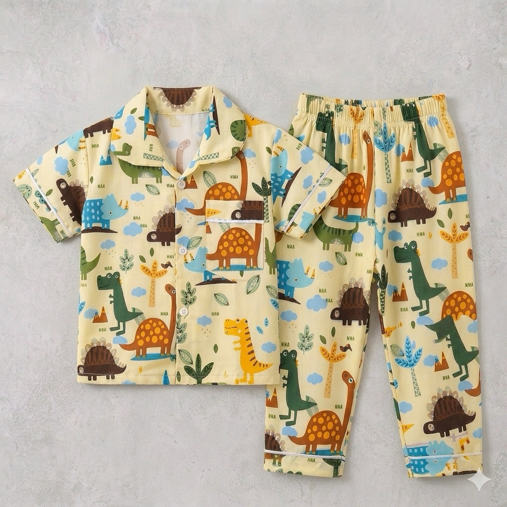 CHILDREN'S PAJAMAS WITH DINOSAUR MOTIF / CHILDREN'S PAJAMAS / CHILDREN'S SLEEPING CLOTHES CHILDREN'S STYLES baju tidur budak lelaki