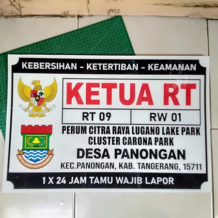 RT Chairman Name Plate RW/, Dusun Head/Desa Size 40 x 60 cm